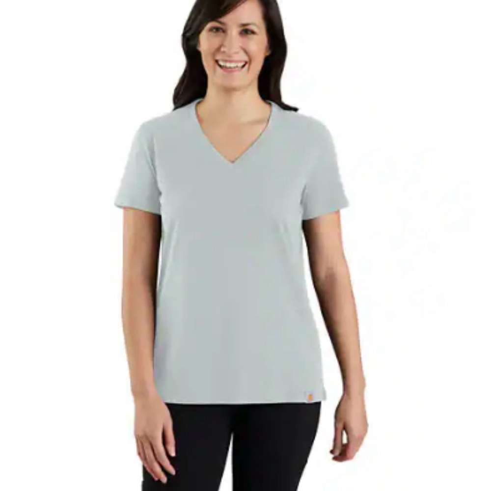 Carhartt WOMEN'S RELAXED FIT SHORT-SLEEVE V-NECK T-SHIRT XL. Dew drop green